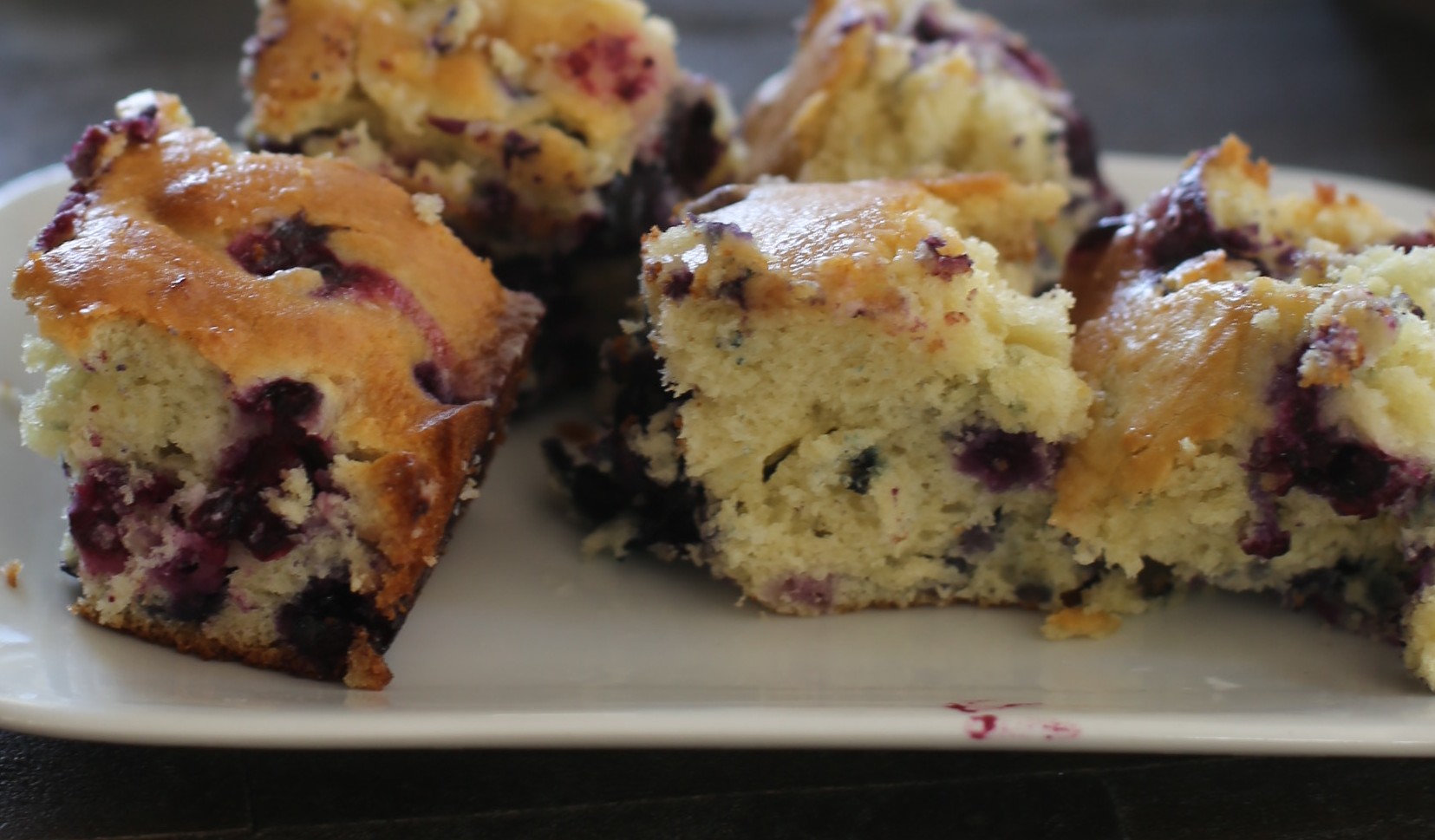 LEMON BLUEBERRY CAKE ON A PLATE